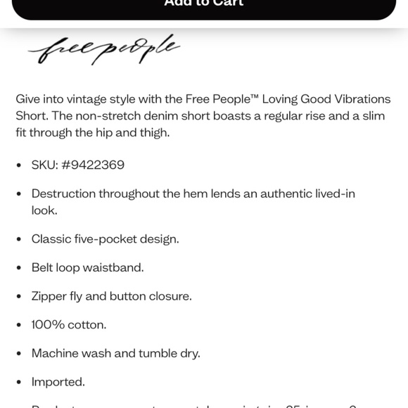 Free‎ People/We the Free Loving Goid Vivrations denim shorts in black. Worn 4x - Picture 6 of 10